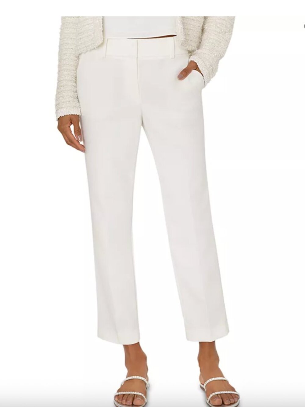 Milla "Nicola" Cady Cropped Pants, Ecru, size 0